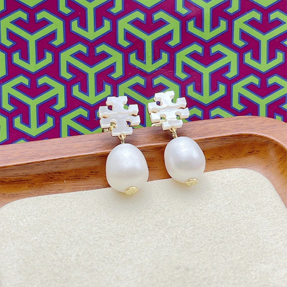 Tory Burch Natural Pearl and Shell Drop Earrings